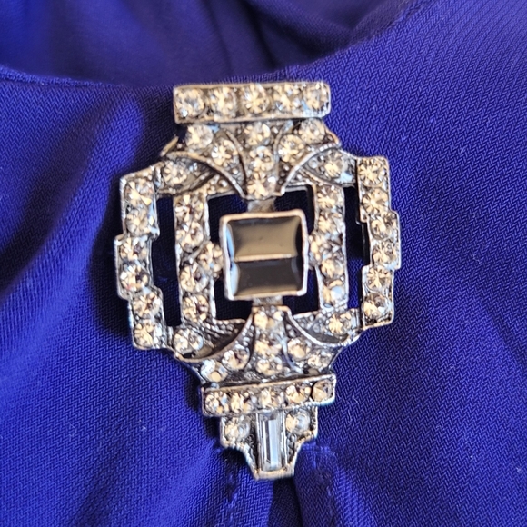 Lauren Ralph Lauren Evening Blue Long Sleeve Cold Shoulder Ruched Dress, 16 - Picture 9 of 12